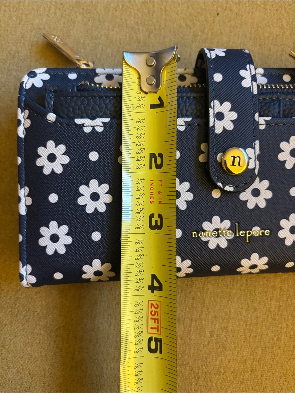 Nanette Lepore Navy White Daisy Continental Wallet
